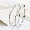 925 Sterling Silver Big Circle Inlaid Zircon Earrings For Women,S925 Argent Women's Shiny Model Earring 17mm-40mm 5 Size 1