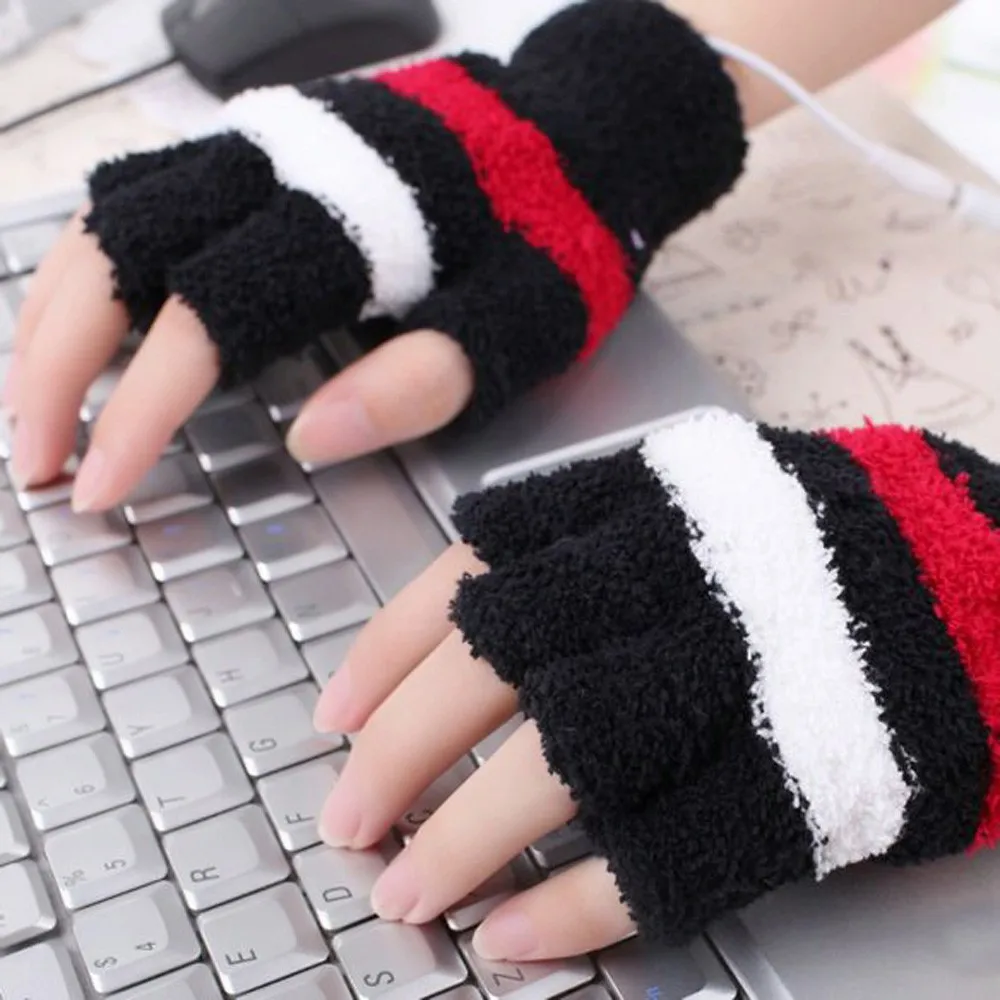 Hot Winter Glove USB Heating Winter Hand Warm Gloves Heated Fingerless Warmer Mitten Winter Warm Accessories#15