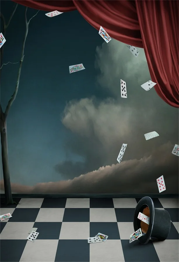 Laeacco Curtain Magical Hat Poker Baby Children Photographic Backdrops Customized Photography Background For Photo Studio | Электроника