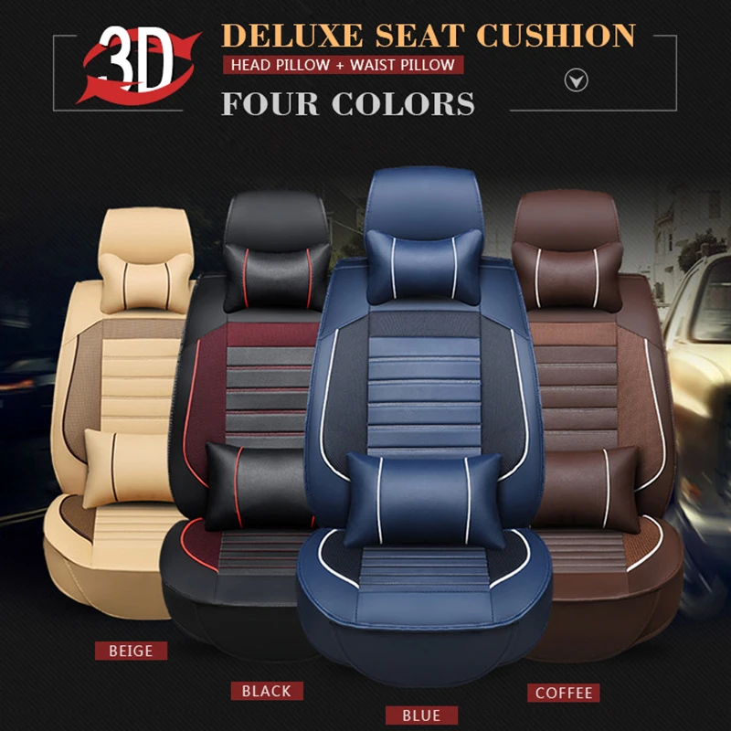 

SCOTABC New Luxury Leather Four Seasons Car Seat Covers for lada 2107 2114 granta kalina largus priora vesta lada project grant