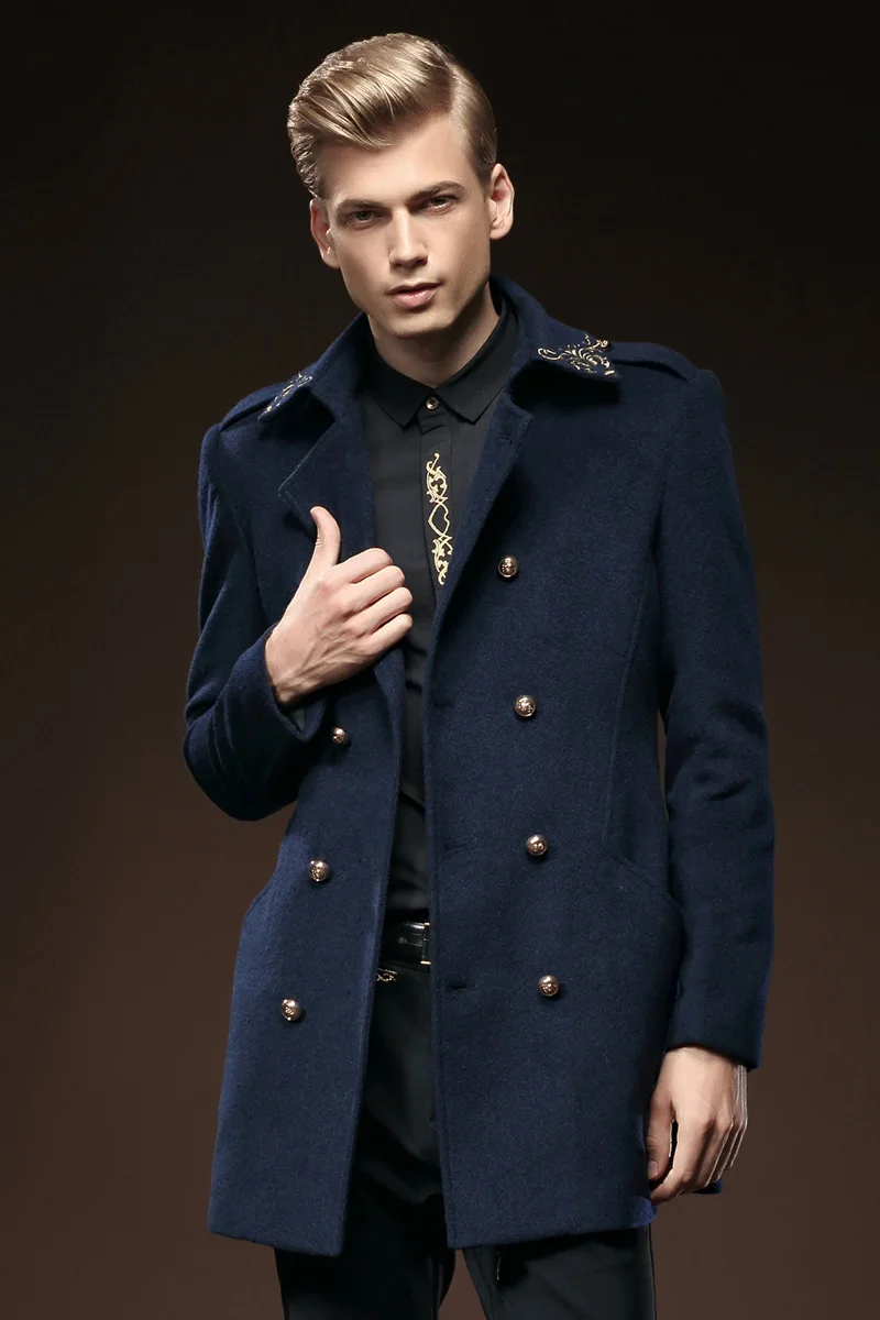 Новая мужская мода повседневная мужская зимняя Длинная тонкая куртка индивидуальный fanzhuan большой ярдов вышивка шерстяное пальто 510088