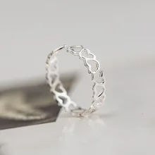 Nowości srebrny kolor Hollow Heart Rings dla kobiet regulowana obrączka biżuteria