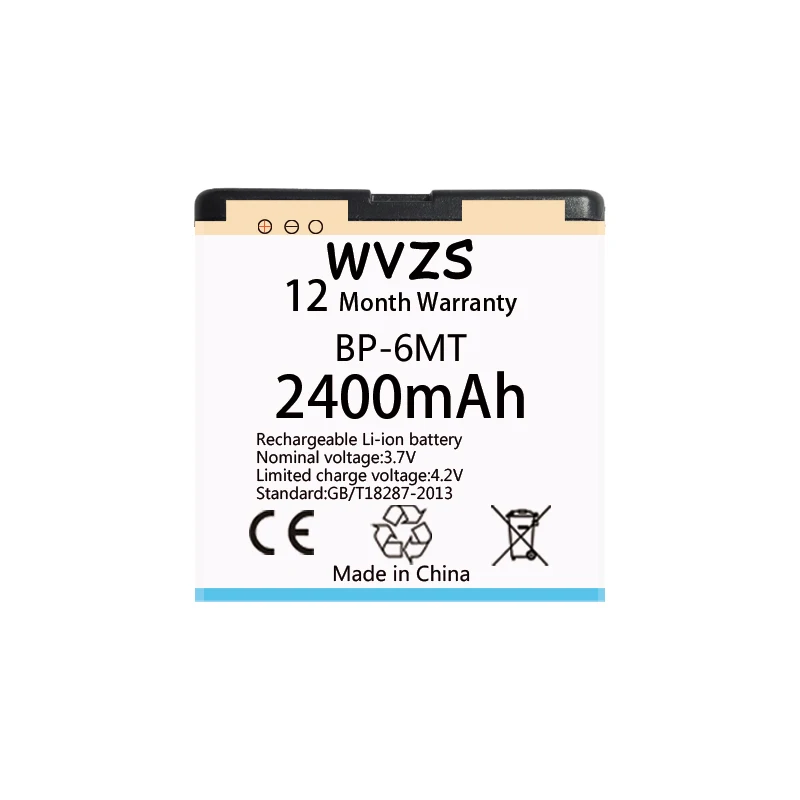 Wvzs 2400 мА/ч литий-ионный аккумулятор Батарея BP-6MT для Nokia N81 N82 6720 E51 E51i замена батареи
