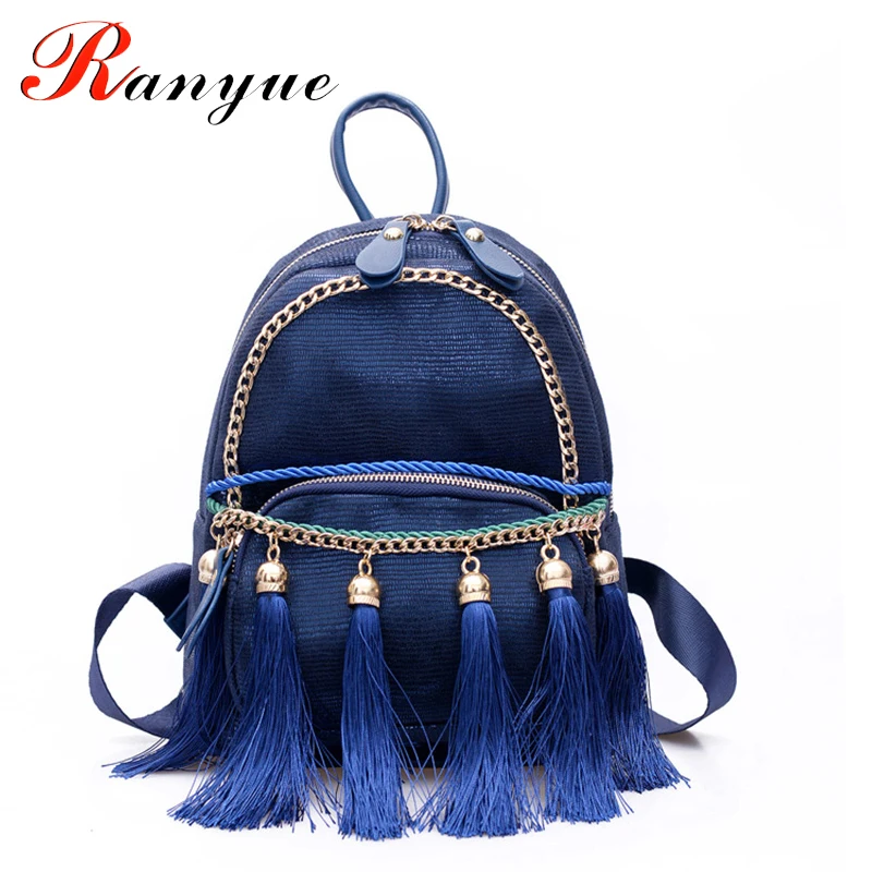 Tassel font b Backpack b font font b Women b font 2017 Famous Brands Leather Bags