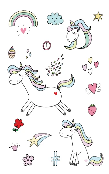 EC47-670 New Cartoon Cute Kids Children Animal Unicorn Horse Temporary Tattoo Sticker Body Art Fake Flash Taty Tatoo - Цвет: EC659