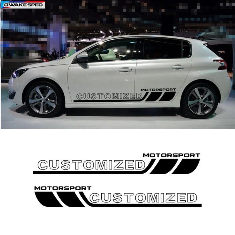 

Car Styling Door Side Skirt Strips Stickers For Peugeot 308 3008 2008 Motor Sport Graphics Body Customized Vinyl Decal