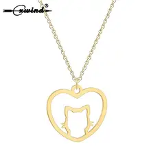 

Cxwind New Hollow Pet Cat Head Design Necklaces Animal Kitten Cat Love Heart Pendant Necklace for Girl Women Jewelry Wholesale
