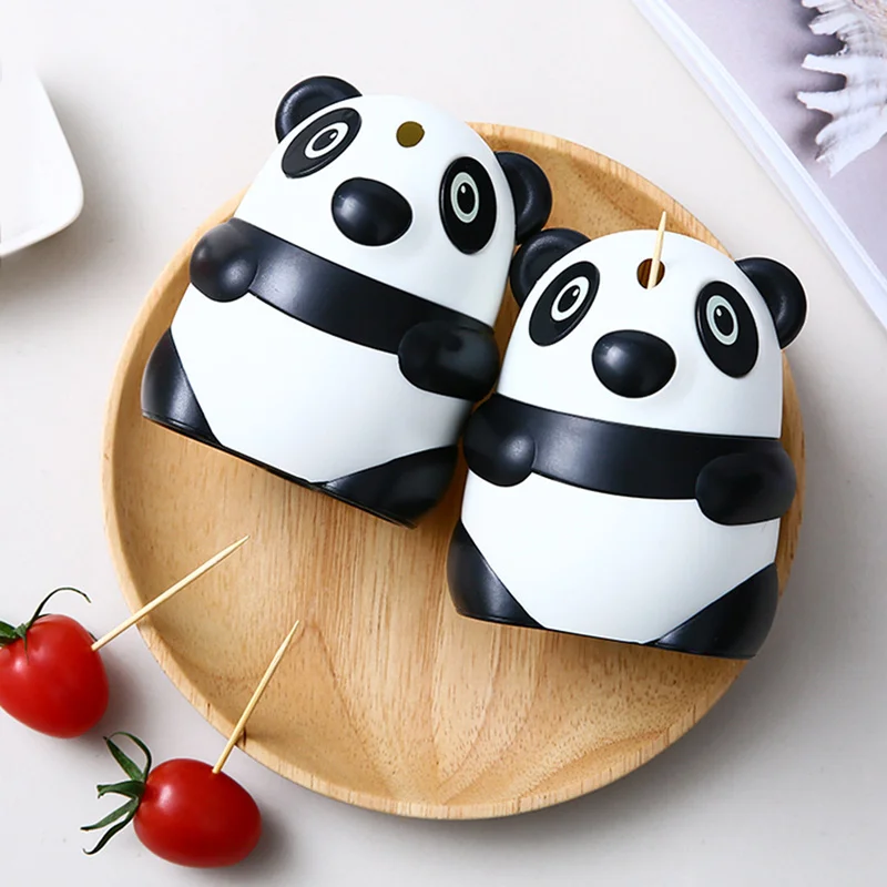 

Creative Personality Automatic Toothpick Box Fashion Panda Cartoon Cute Feature Cute Panda Toothpick holder cute containers 2019
