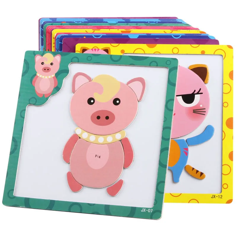 

Magnetic DIY Wooden Brick Puzzle Toy Baby Toddler Intelligence Development Toys