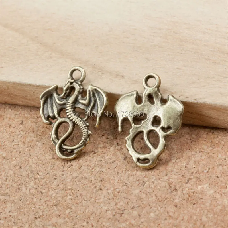 

Fashion Zinc Alloy Charms 21x16X2mm 10pcs DIY Ancient Bronze Tone Dragon Connector Pendant Jewelry Accessories