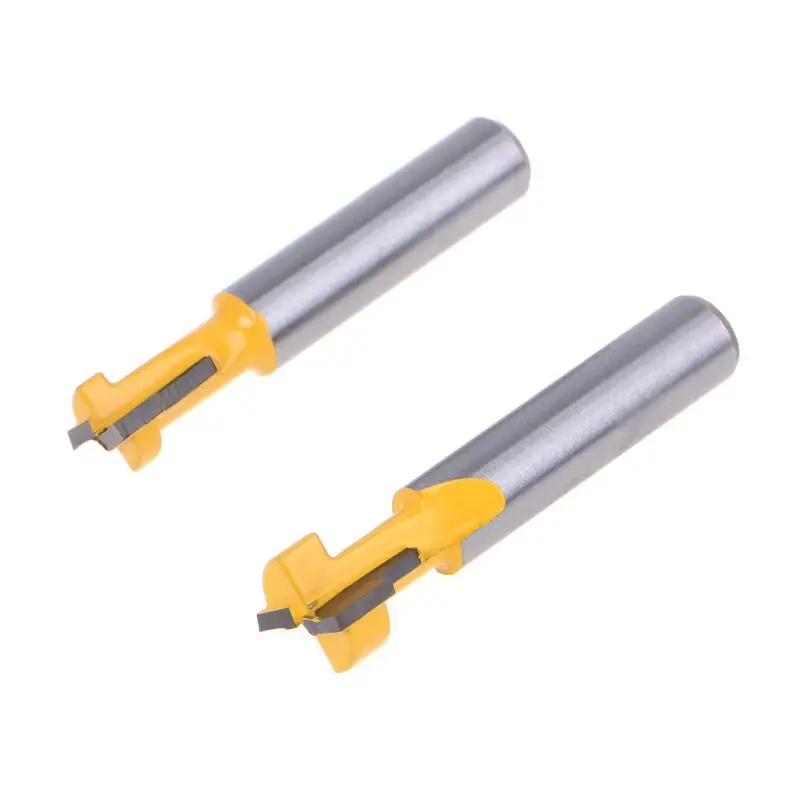 2Pcs/Set 8mm Shank T-Slot Router Bit T-Track Slot Woodworking Power Tool Cutter Cutting for 1/4