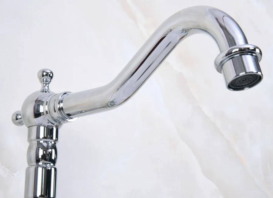 Deck Mounted Polished Chrome Brass Swivel Spout Double Cross Handles Kitchen/Bar Bathroom Sink Faucet Hot&Cold Mixer Tap anf919