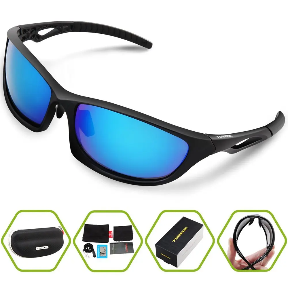 TOREGE Polarized Sunglasses For Men Women TR90 Unbreakable Frame
