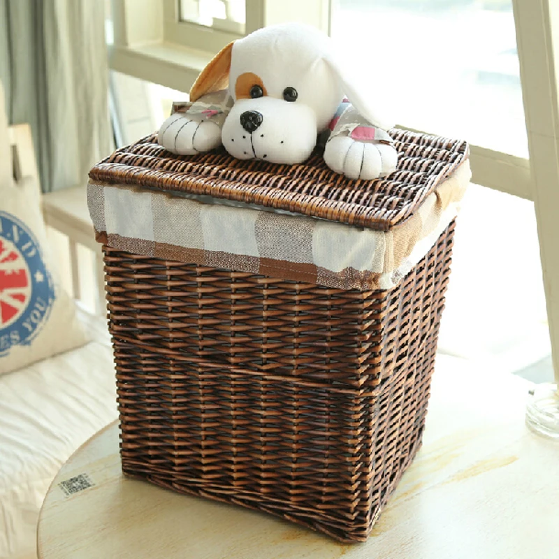 decorative wicker baskets with lids large laundry basket for clothes white panier de rangement en tissu cestas de almacenamiento