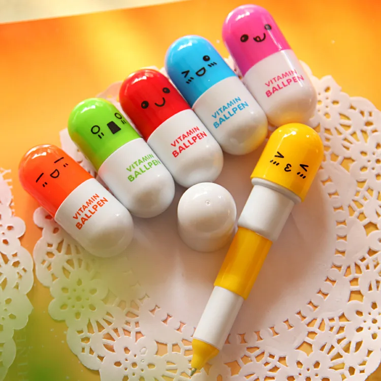 

100 Pcs Hot Sale Cartoon Colorful Flexible Ballpoint Pen Korean Stationery Creative Ball Point Pen Gift School Supplies Capsule