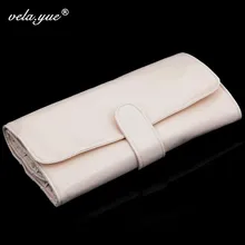 18 Slots Makeup Brushes Bag For Brushes Protect Case Beige Grainy PU Leather Free Shipping