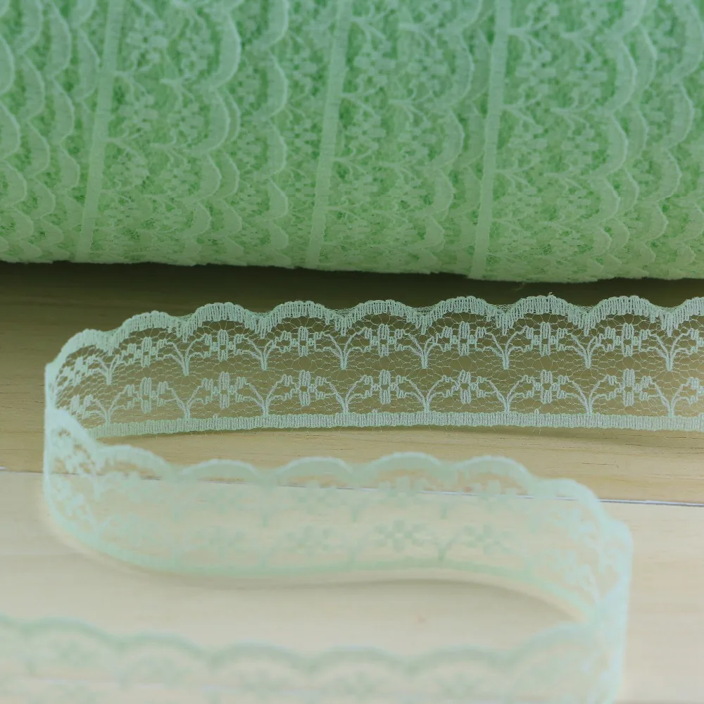 20MM width Knitting embroidered lace ribbon mint green decorative