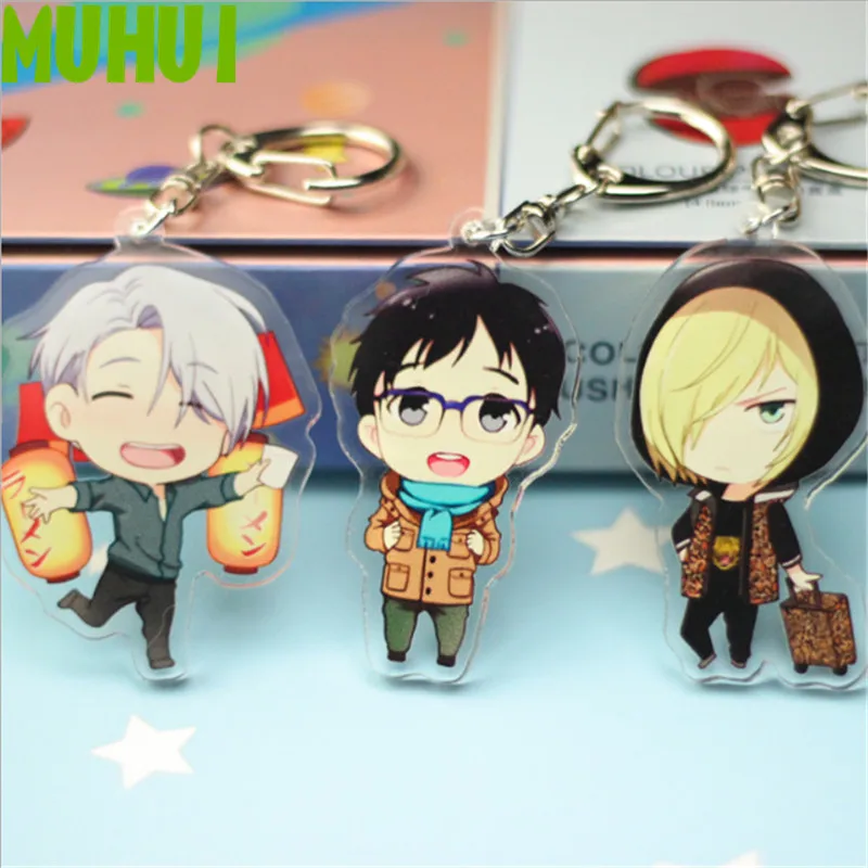 

16 Styles Anime YURI!!! on ICE Keychain Victor Nikiforov Yuri Katsuki Acrylic Keyring Key chain 18651