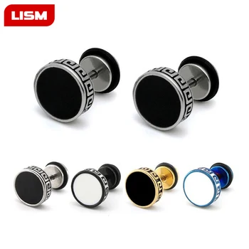 Unisex Barbell Titanium Steel Men Earrings Punk Anti allergy Piercing Ear Stud Male fashion Jewelry Best Gifts