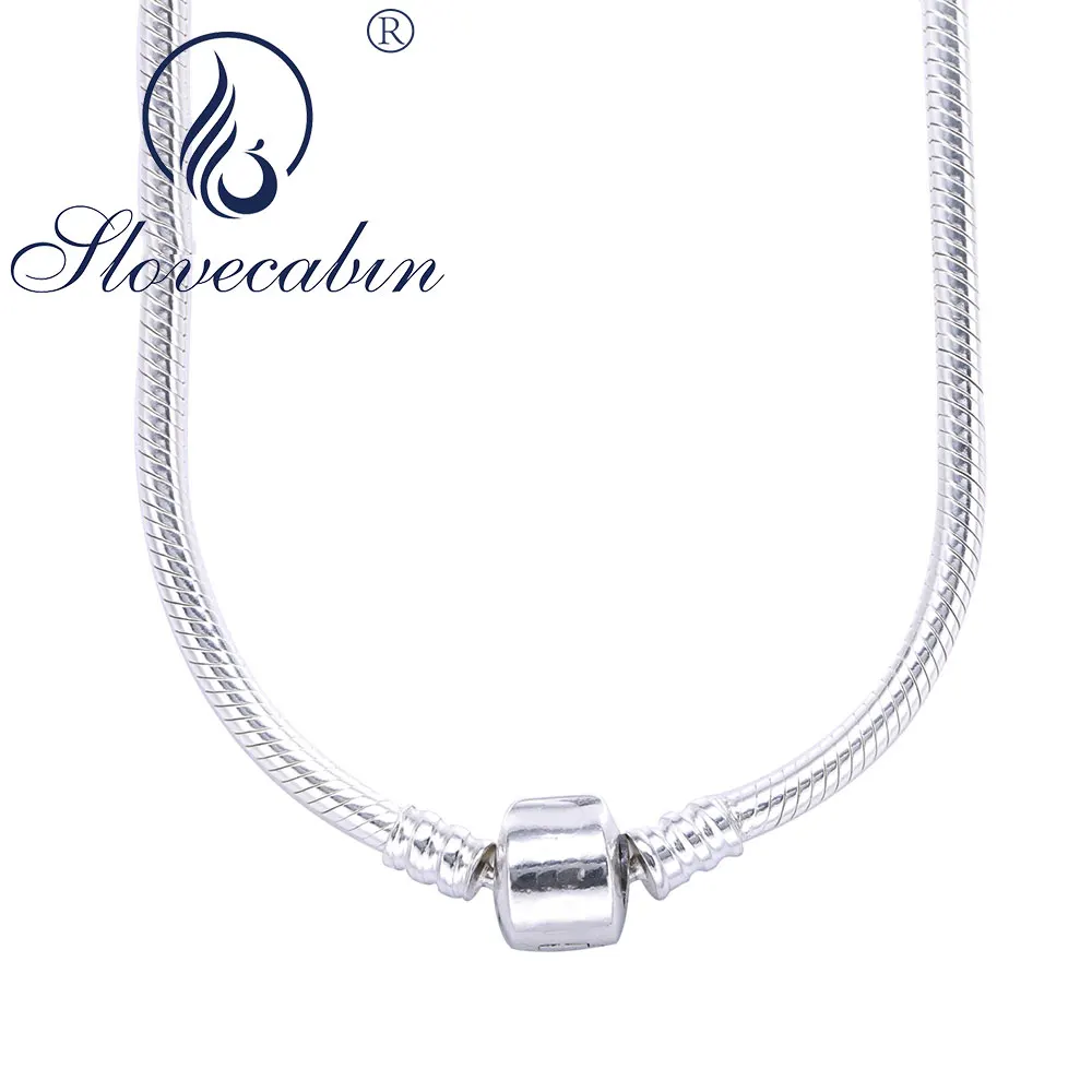 

Slovecabin Compatible With European Jewelry Authentic 925 Sterling Silver Round Clasp Charms Pendant Snake Necklaces For Women