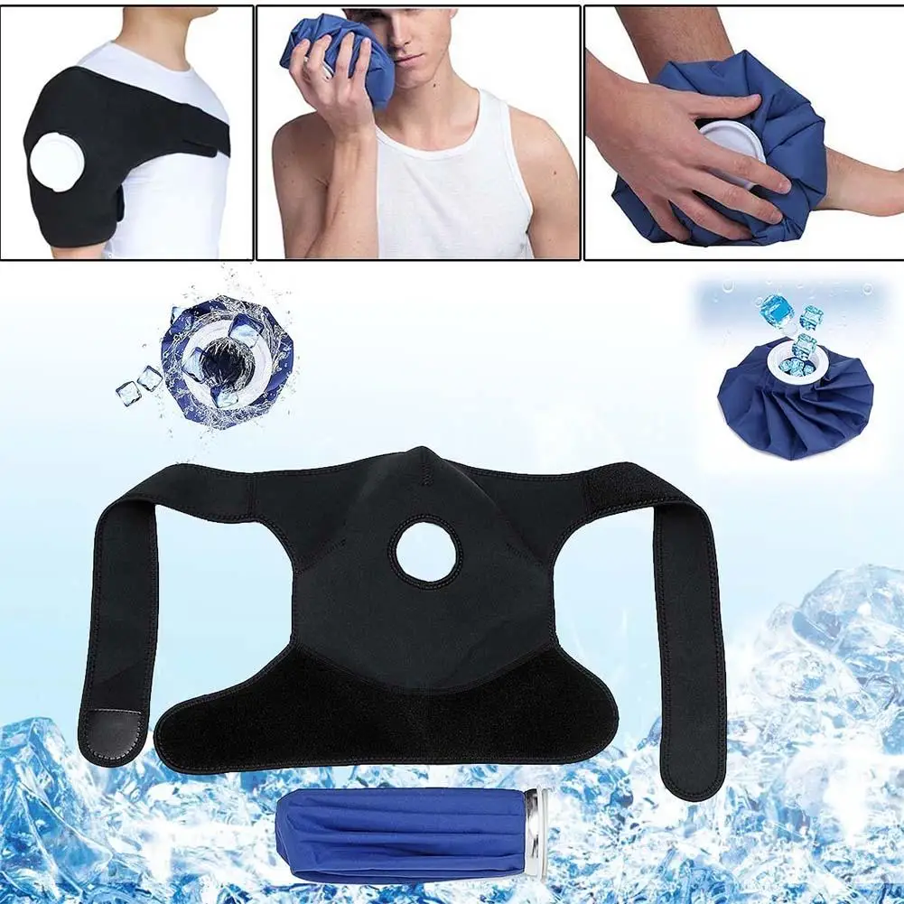 

Shoulder Protector Ice Pack Belt Sport Injury Relief Pain Ice Bag Strap With Bandage Sport Protective Gear Reusable Health Care