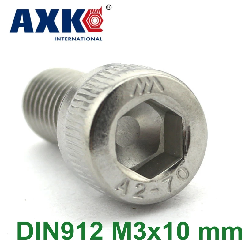 2019 Vis Бесплатная доставка Axk 100 шт./лот Метрическая резьба Din912 M3x10 мм M3 * 10 304 болты с