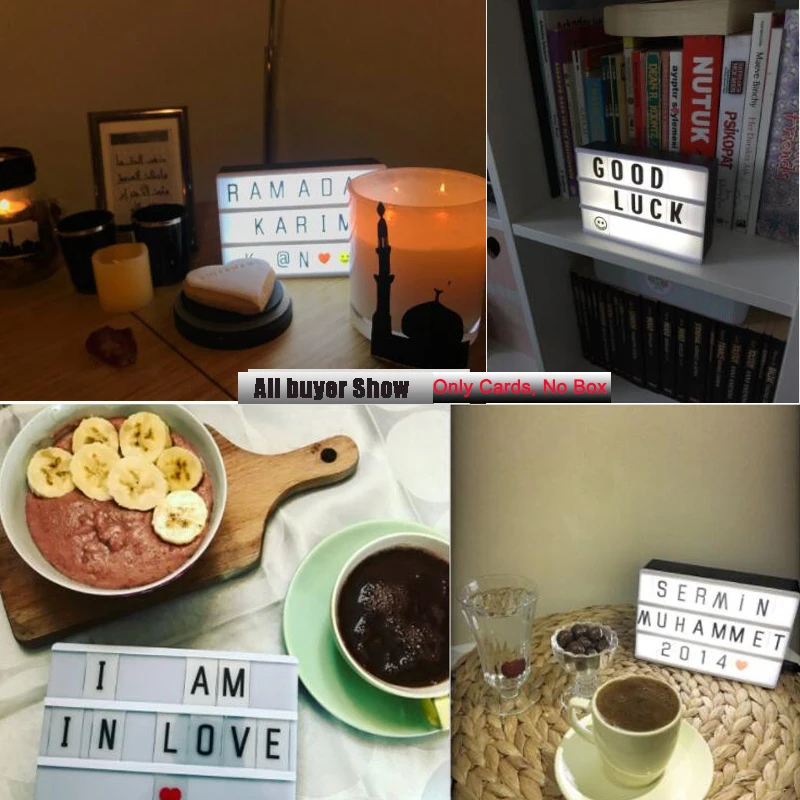

A6 Size Lightbox Night Light Letters Combination Cinematic Light Box Card Sign Led Lamp Luminous Box DIY Symbols Numbers Emoji