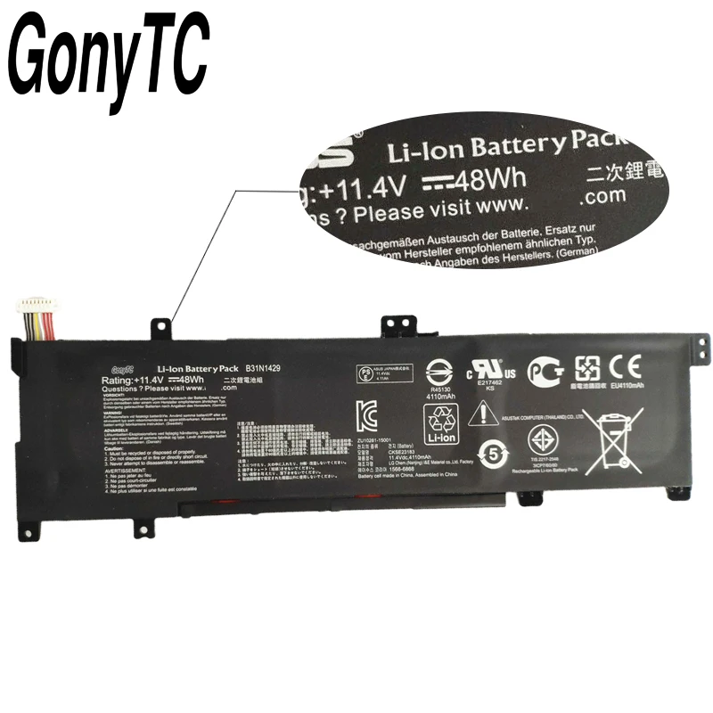 GONYTC оригинальный B31N1429 Аккумулятор для ноутбука ASUS A501L A501LX A501LB5200 K501U K501UX K501UB K501LB
