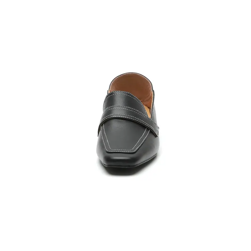 noir Talon Beige Cuir Chaussures Bout Carré Salu Pompes En Femmes Rond zEx4nq8v
