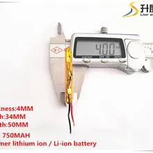 10 шт. [SD] 3,7 в, 750 мАч, [403450] полимер литий-ионный/литий-ионный аккумулятор для игрушка, портативное зарядное устройство, gps, mp3, mp4, сотовый телефон, динамик