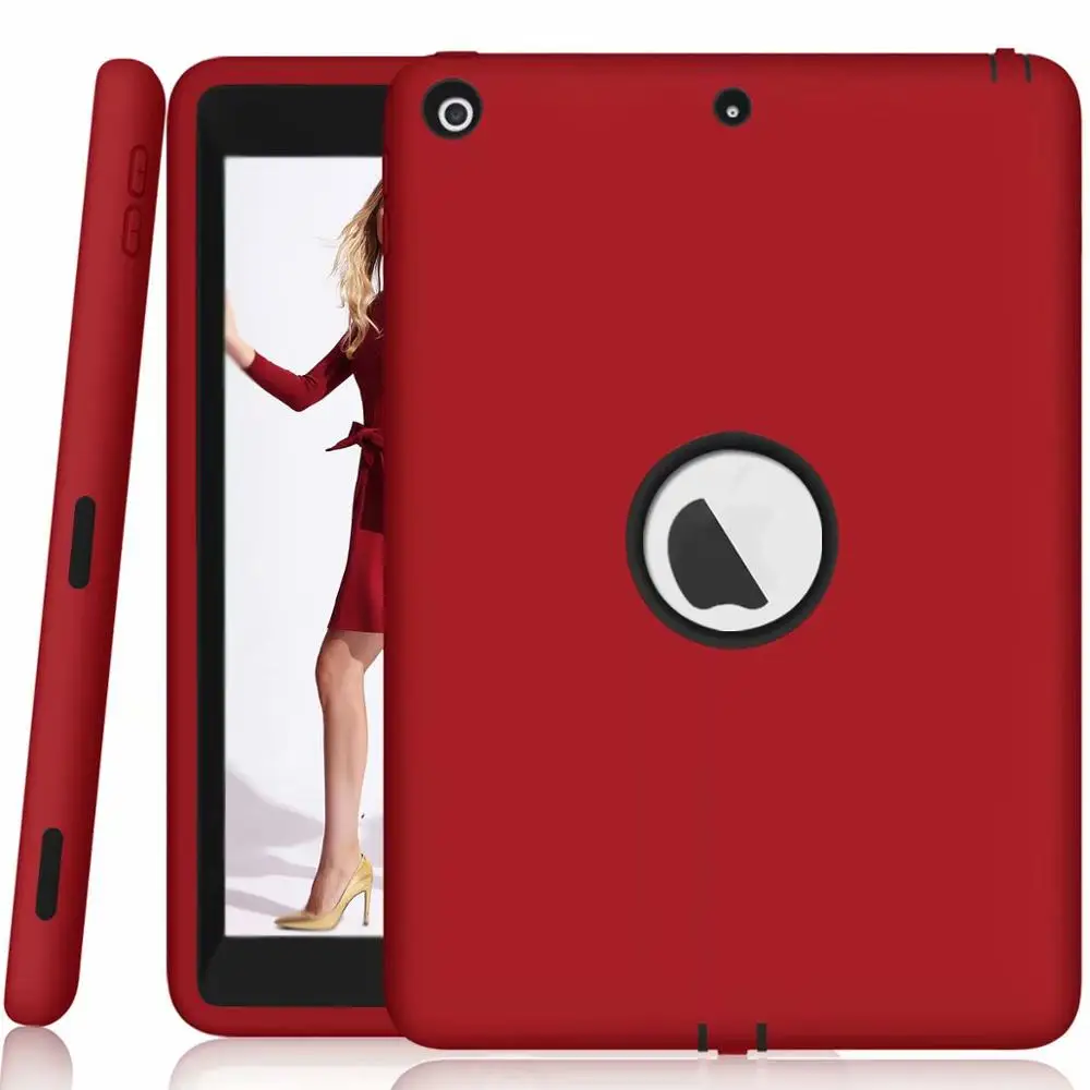 Ударопрочный жесткий Гибридный чехол-Броня с защитой от падения Чехол Обложка для iPad 5th/6th поколения/iPad 9,7 //A1893/A1954/A1822/A1823 - Цвет: red