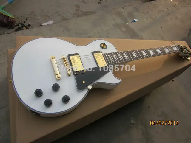 Cheap Electric guitar Free shipping lp custom white color with maple top electric guitar/oem guitarra in china