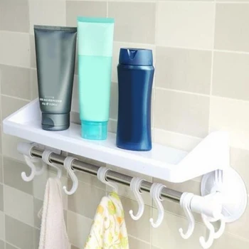 

Brand Bathroom Shelf Wall Mounted Hooks Towel Rack Clothes Hat Holder Kitchen Storage Suction Cap Hanger Tools 1923