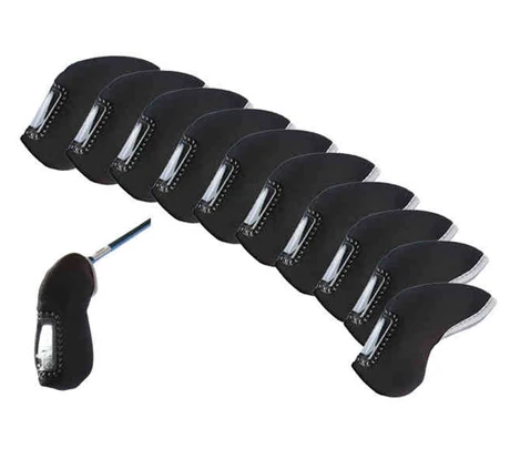 

10 pcs BLACK color Branded Golf Iron Head Covers HeadCovers ^d1^