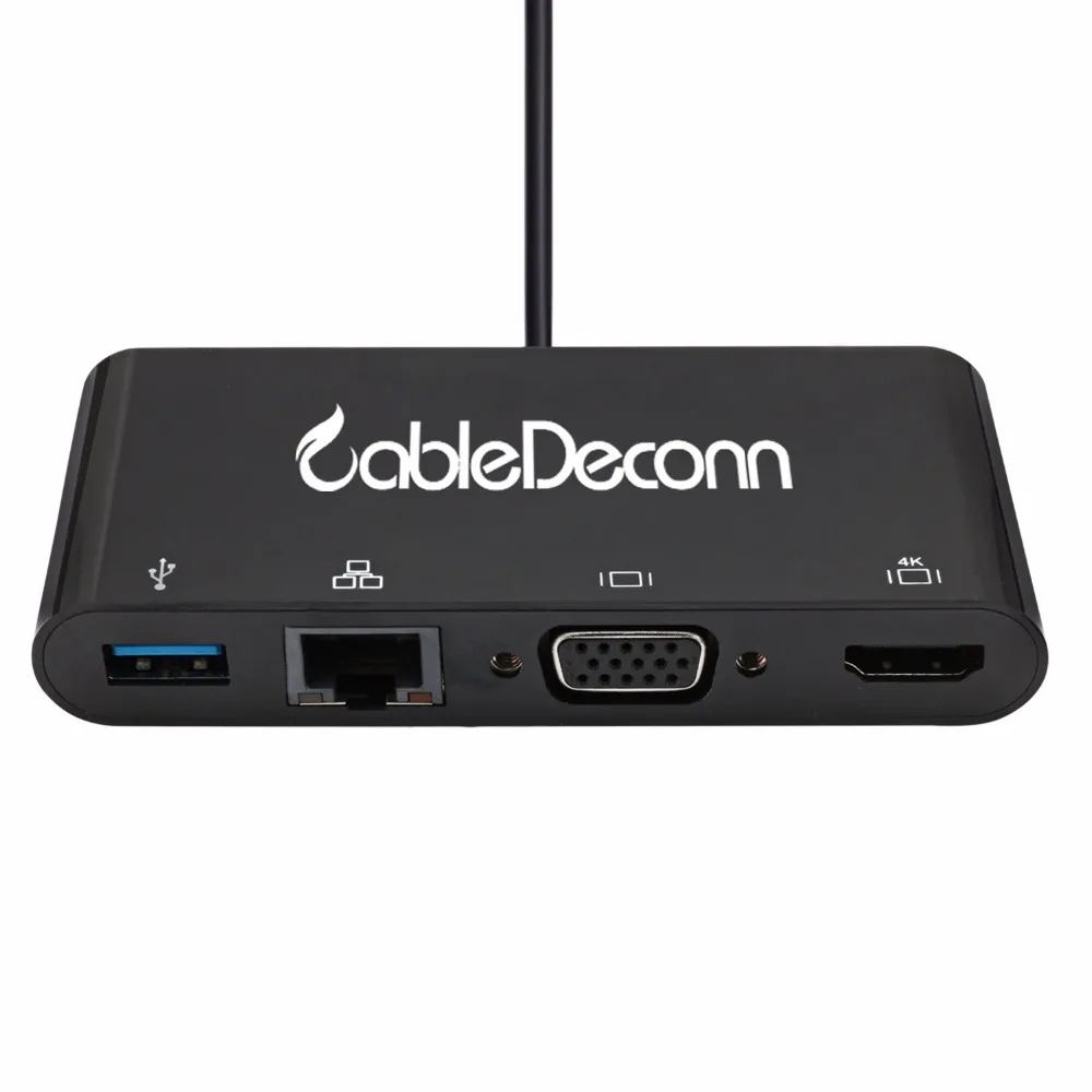 USB C hub Estación de muelle de usb3.1 tipo C a ethernet RJ45 hdmi vga cable convertidor adaptador para Macbook lenovo SamsungS8 - 6