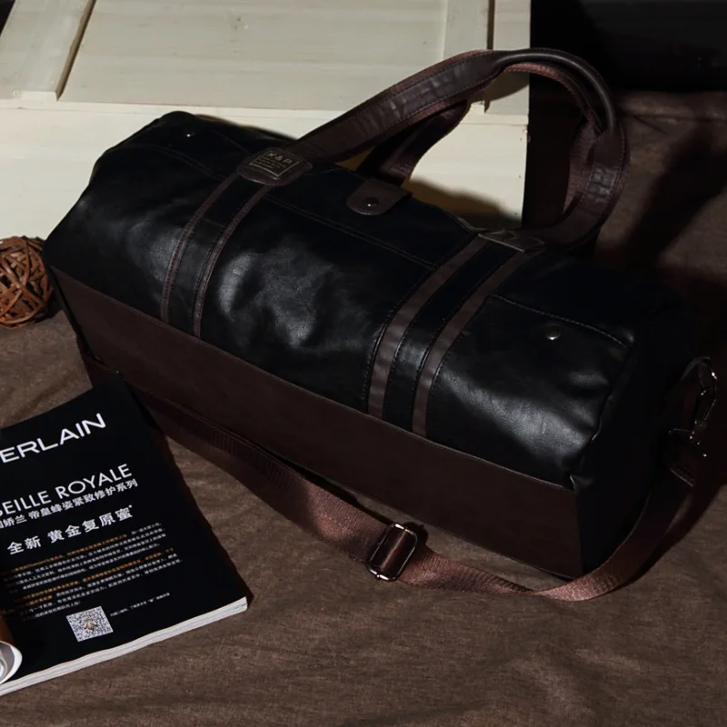 mens leather barrel bag