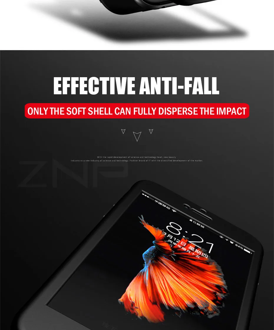 ZNP модный силиконовый, мягкий, телефонный чехол для iPhone 7 6 8 5 5S SE 360 Полное покрытие чехол для iPhone 6 6s 7 8 Plus защита для телефона