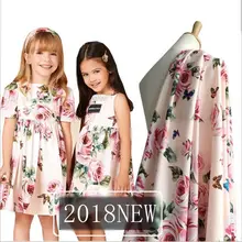 Европа и США, имитация хлопка с рисунком больших роз, цифровая печать, модная одежда, платье, куртка, ткань