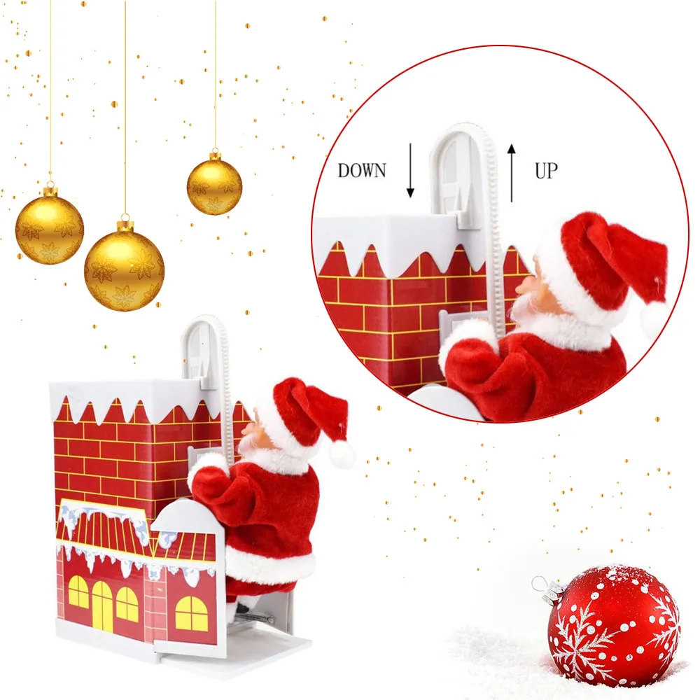 Прекрасный скалолазание дымоход Санта Клаус с музыкой рождественский орнамент Настоящее Рождественское украшение Navidad Kerst Noel подарки