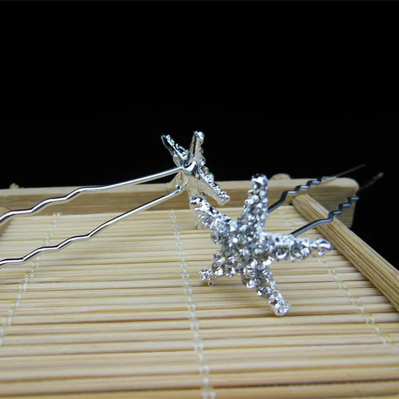 120 pcs New Fashion Silver Starfish Bridal Wedding Prom Crystal Rhinestone Hair Pins Hair Clip hair accessories hair ornament