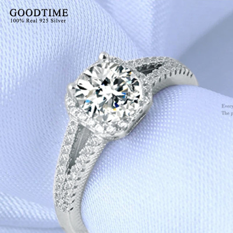Женское кольцо из серебра 925 пробы с фианитом 2 карата|sterling silver engagement rings|engagement