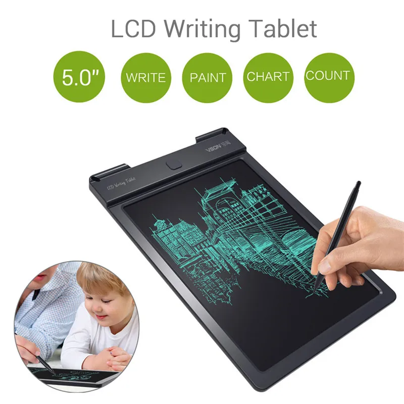 

5 Inch LCD Digital Drawing & Writing Tablet Handwriting Pads E-Note Paperless Board Toys Graphics Tablet For Children