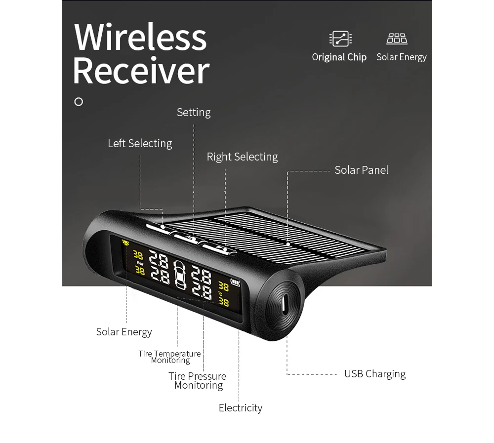 Датчик TPMS Мотоцикл Солнечная Беспроводная система контроля давления в шинах Система безопасности автомобиля давление в шинах guage пластиковый корпус автомобильной сигнализации