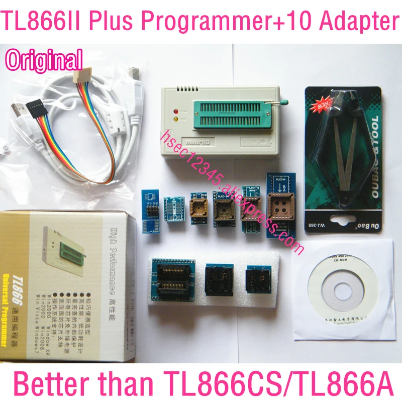 XGECU V9.00 TL866II плюс NAND TSOP48 адаптер EEPROM PIC AVR minipro TL866 TL866A TL866CS USB Универсальный программатор - Цвет: PLUS with 10adapter