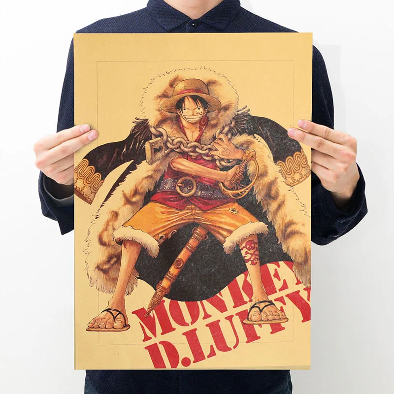 

New One Piece action figure Vintage Stickers set Zoro Luffy sanji figure Bar Bedroom Decorative Poster stickers muraux for kids