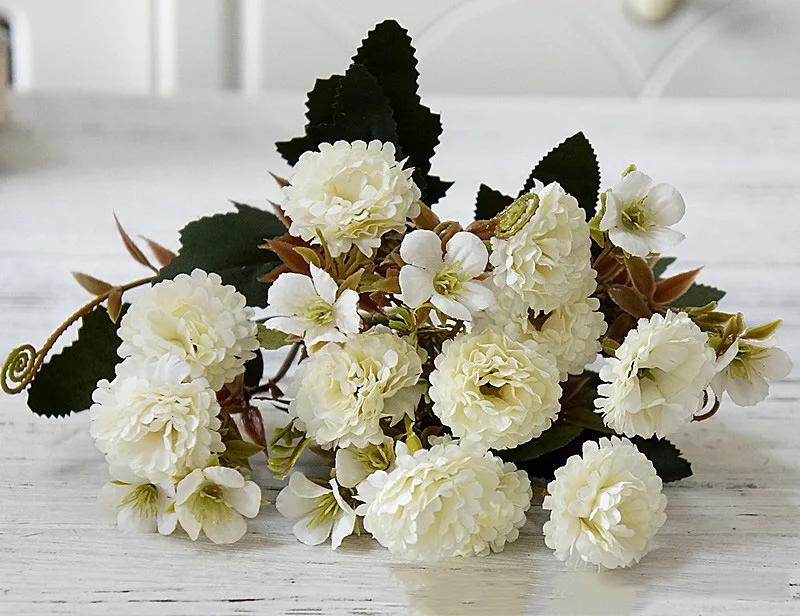 Flone Artificial Flowers High Quality Silk Bouquet Fake Flowers Wedding Display Flower European Style Carnation Home Decoration (18)