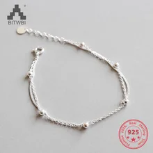 925 пробы серебряные Модные женские ювелирные изделия двухслойные бусины браслет для подарка девушки леди