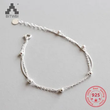 

100% 925 Sterling Silver Fashion Women's Jewelry Double Layer Beads Bracelet For Gift Girls Lady