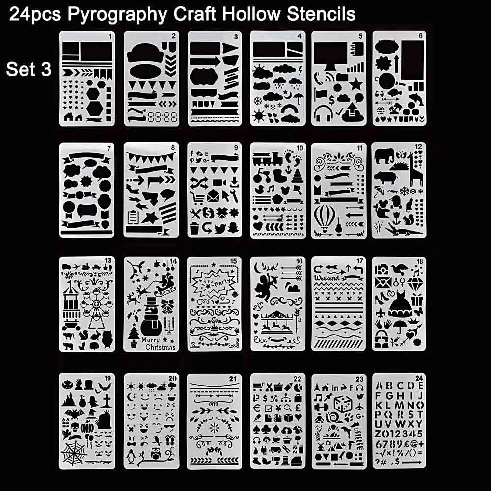 Toolour 24 шт./лот DIY ремесло Многослойные трафареты для стен Живопись штамп для скрапбукинга фотоальбом Декор тиснение бумажные карты - Цвет: 24pcs Stencils