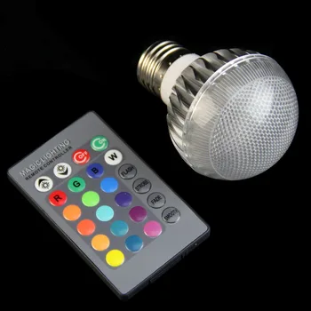 

1 PC New RGB LED E27 15W Lamp Color Changing Light Bulb With Remote Control 85-265V 9.5cm x 6.5cm